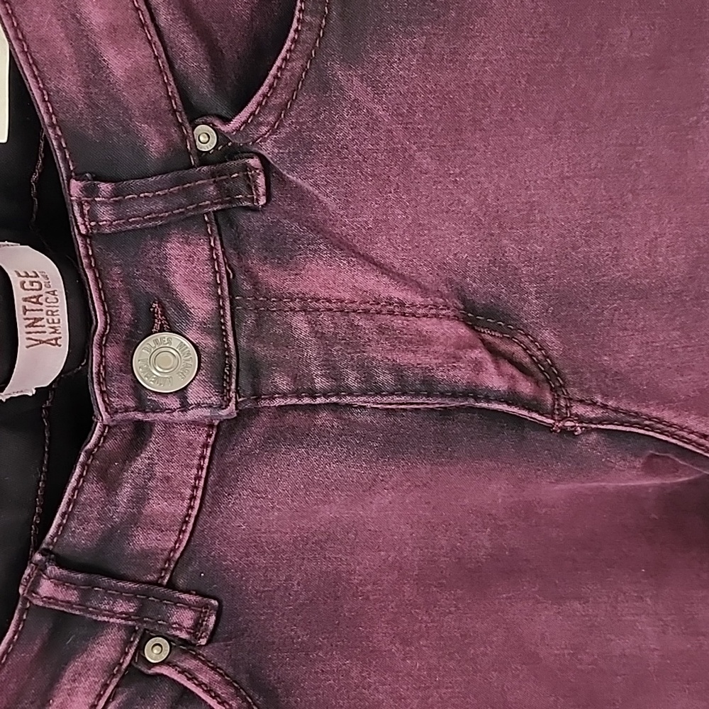 💥 BURGUNDY Distressed VINTAGE AMERICA Boho Skinny Jeans 💥